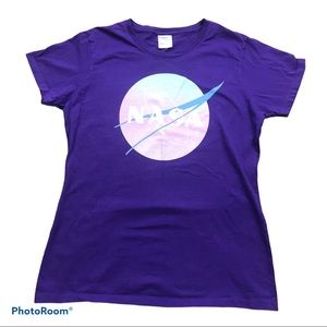 NASA Logo Purple T-Shirt Medium Short Sleeve Womens